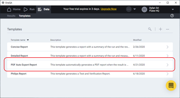 Verifying the report template