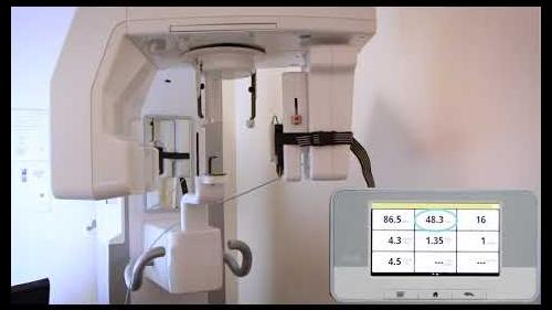 Measure with RaySafe X2 DENT sensor and the panoramic holder on a panoramic dental X-ray machine.