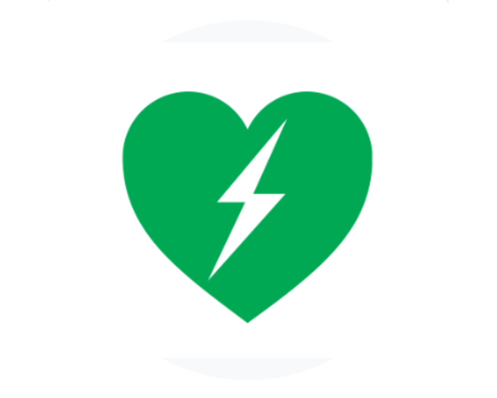 Green heart with lightning bolt