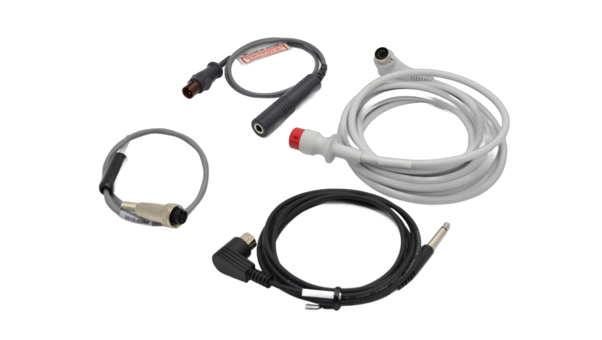 Black cable, white cable, dark gray cable, light gray cable