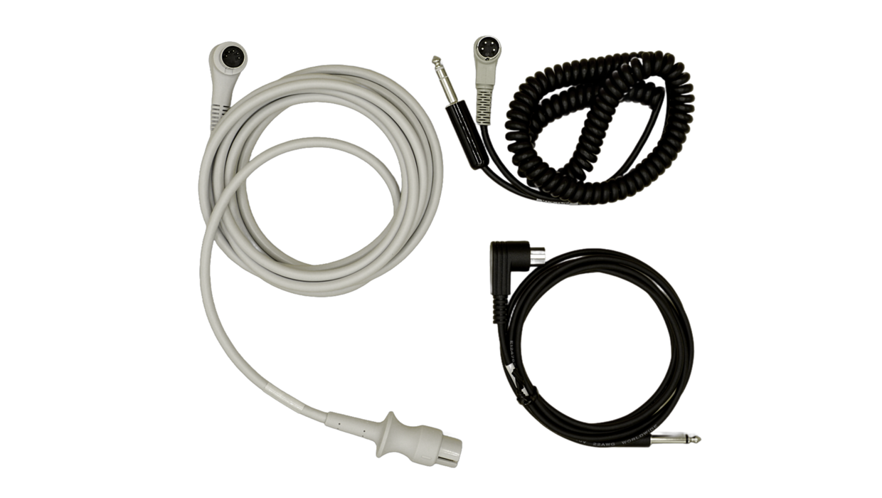One white cable and two black cables