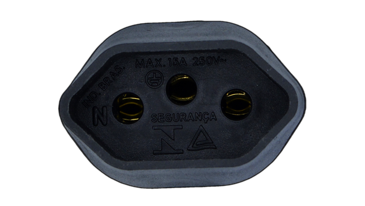 Plug end of black adapter