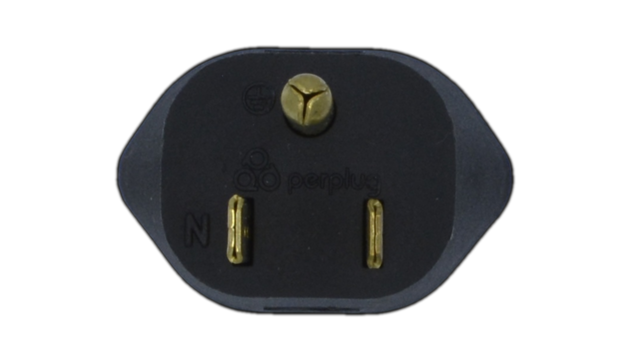 Prongs and blades on black adapter