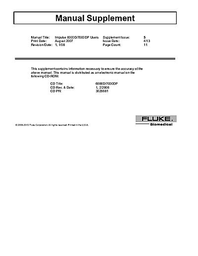 Impulse 6000D/7000DP User Manual Supplement