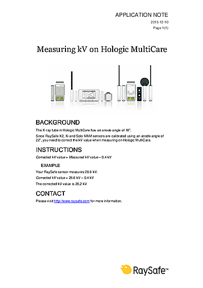 Application Note: Measuring kV on Hologic MultiCare
