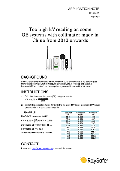 kV Correction on GE machines with Barium glass