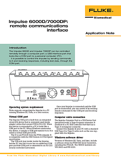 Impulse 6000D/7000DP: remote communications interface in English