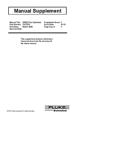DPM2 Plus Digital Pressure Meter Operator's Manual Supplement
