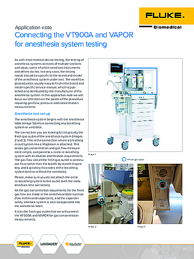 Connecting the VT900A and VAPOR for anesthesia system testing application note