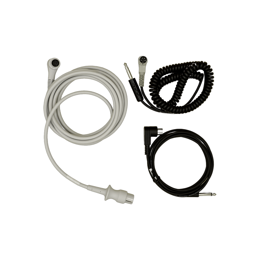 One white cable and two black cables